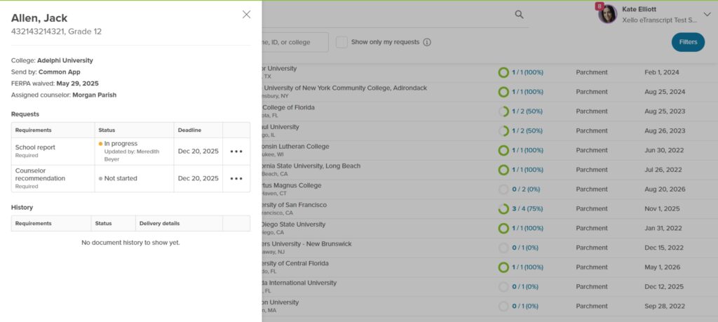 college applications dashboard